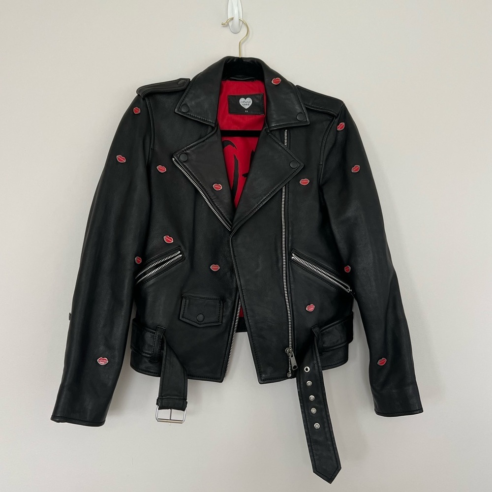 Catwalk Junkie 100% Leather Jacket with Lips